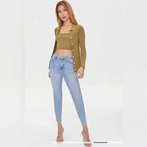 Forever 21 Bronze Cardigan Sweater And Cropped Cami Set Size Medium